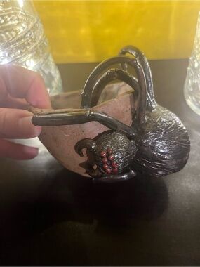 Halloween Decorative Bowl with Black Spider Accent